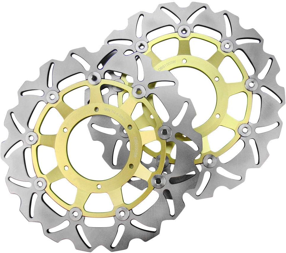 Cngoat41 1 Pair Stainless Steel Motor Floating Disc Rotors Front Brake Rotors for HONDA 600F 2001-2007, 600F SPORT 2001-2002, F HORNET 900 2002-2006, Gold Gold