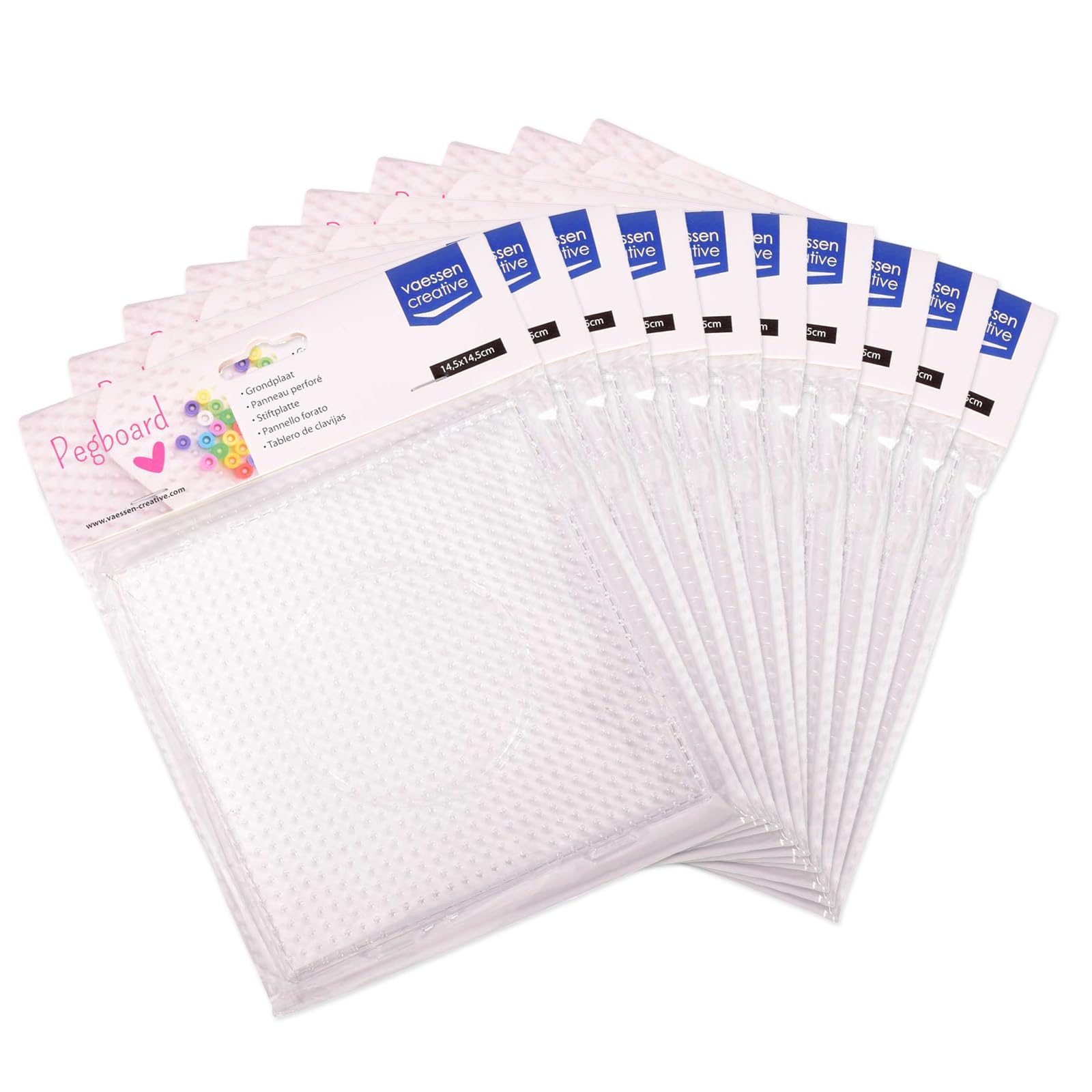 Vaessen Creative Pannelli per Incastro Perline, Set di 10, Quadrato, 14,5 x 14,5 cm, Perfetto per i Lavori di Fai-da-te con Bambini, per Creare Gioielli, Decorazioni Fatte in Casa e per Altre Idee