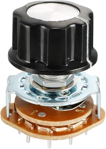 uxcell 4P3T 4 Pole 3 Throw Single Deck Band Channel Rotary Switch Selector with Black Plastic Knob