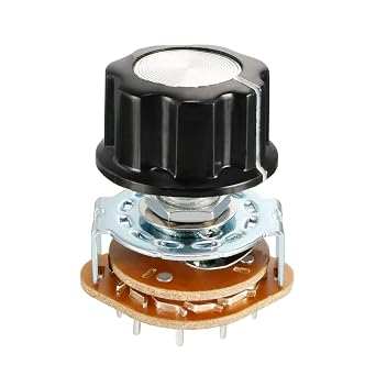 uxcell 6mm 4P3T 4 Pole 3 Position Selectable Single Deck Band Channel Rotary Switch Selector with plastic knob