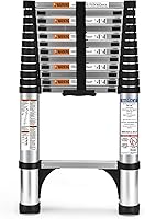 Soctone 12.5 FT Telescoping Ladder: Lightweight Aluminum Extension with Stabilizers, 330lbs Capacity for RV, Attic & Outdoor Use