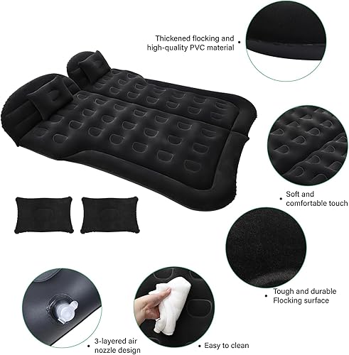 Miniatura 3 de NovelBee Colchón de aire SUV asiento trasero inflable cama de coche colchón de camping, colchón portátil para dormir para el hogar viajes camping
