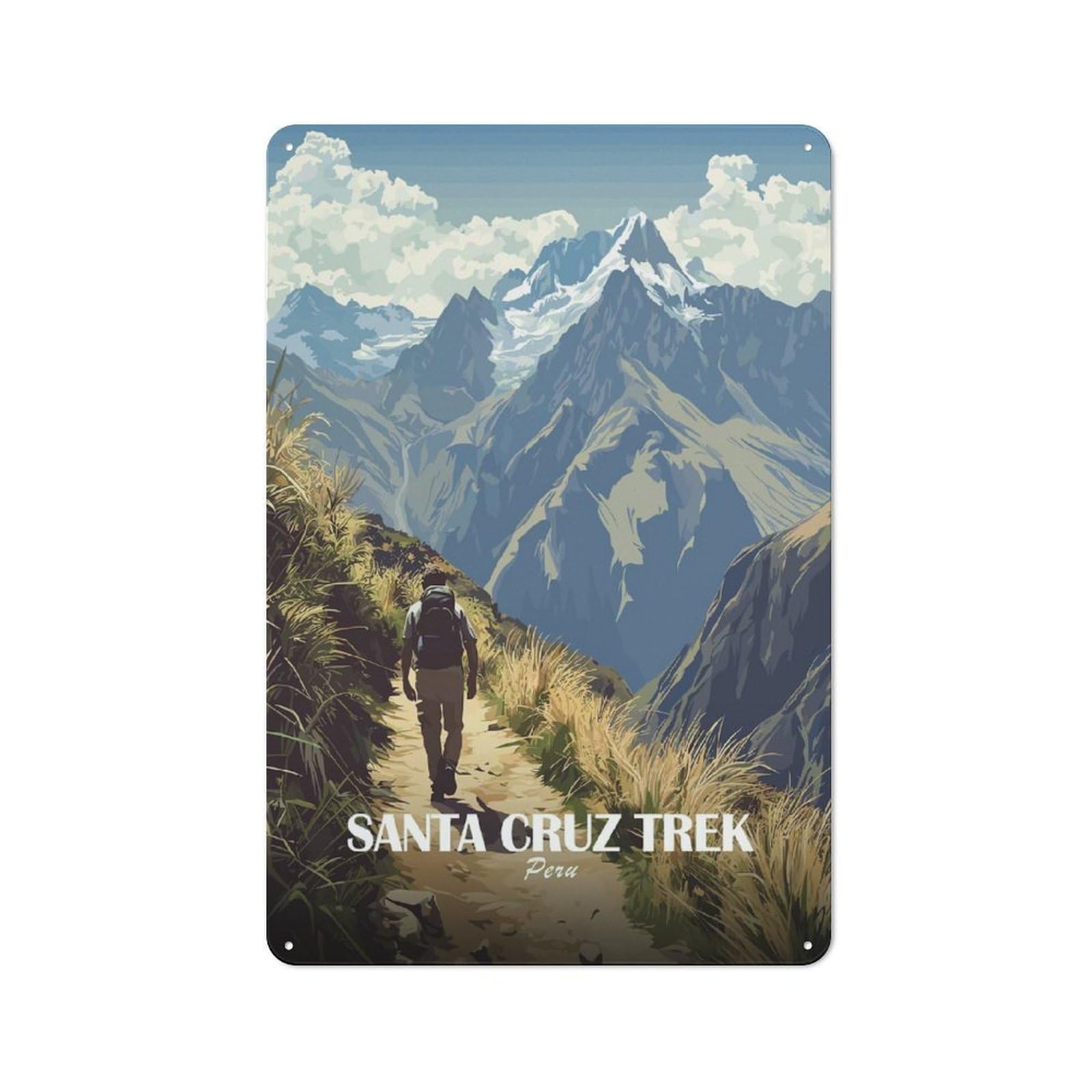 Junmoney Style-23 Santa Cruz Trek Peru Creative Metal Wall Decor 30X20cm, Decorative Metal Sign For Office, Study, Studio Or Hallway