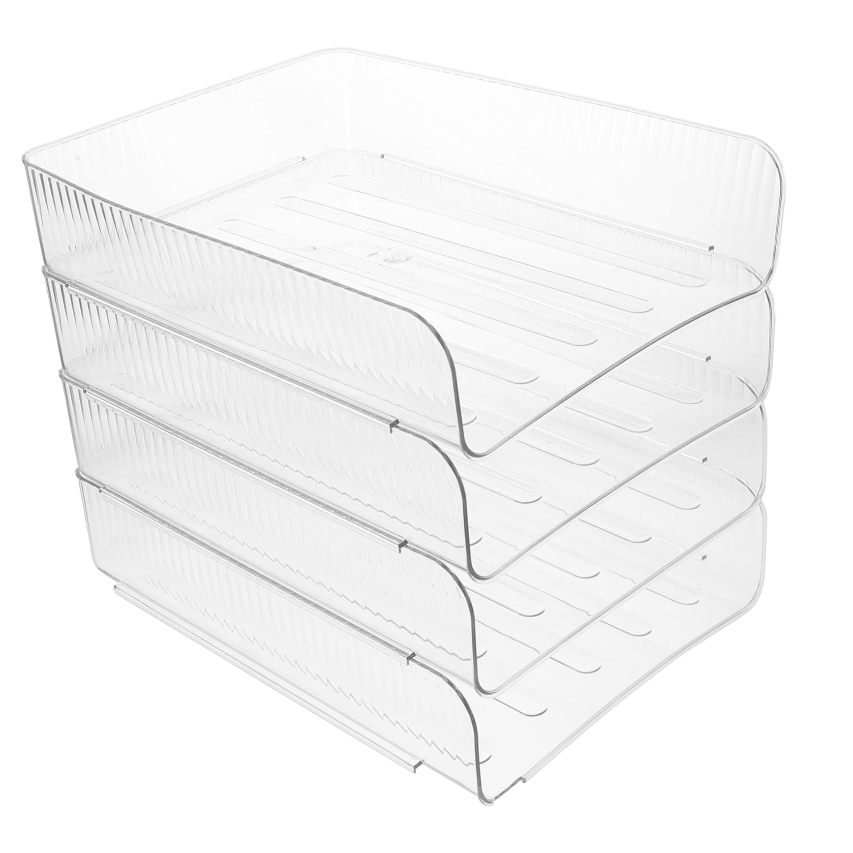 SECFOU Organizer Documenti da Scrivania 4 Pezzi in Plastica | Vassoi Impilabili A4, Uso Scuola e Ufficio, Semplice e Stiloso, Resistente alla Deformazione