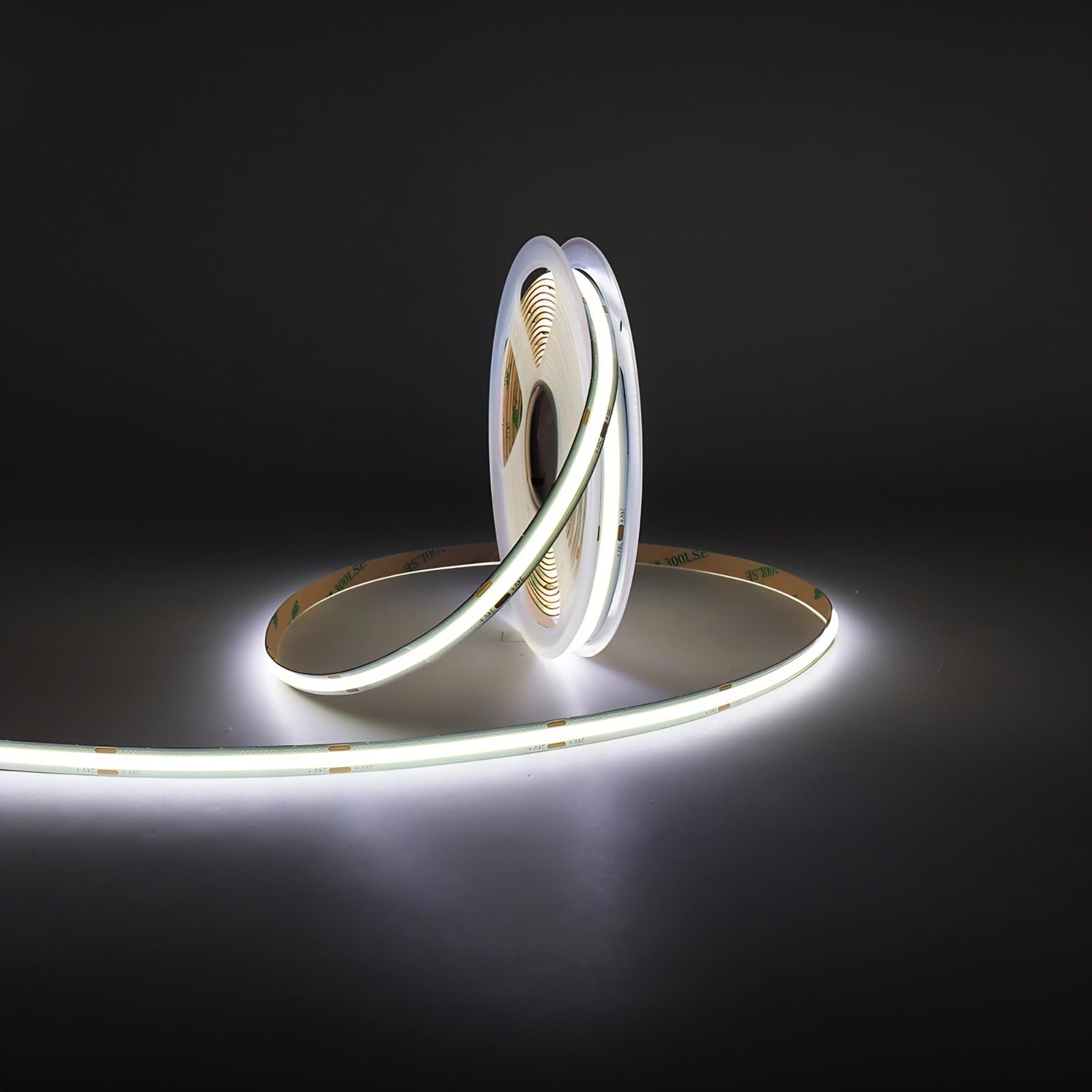 MALIIGAZA 5M COB LED Strip Light 12V 6000K Cold White 8mm Dotless LED Tape Light High Density Dimmable Cuttable Flexible LED Strip for Indoor Home Decor Kitchen Cabinet Lighting (No Power Supply)