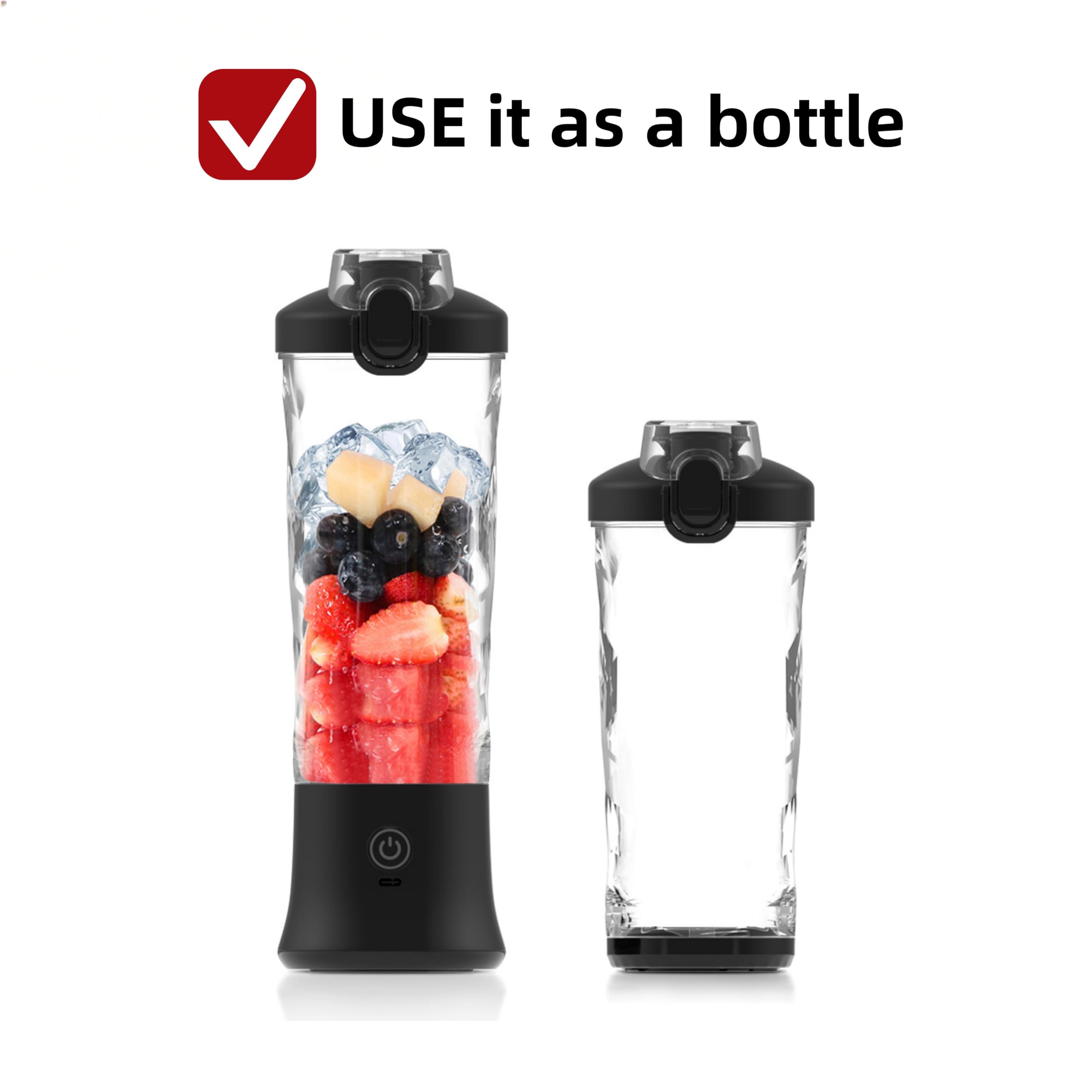 Mélangeur de jus frais portable, mélangeur à portion unique, pour milkshakes et smoothies, machine pour cuisine, bureau, salle de sport, 4000 mAh (noir)