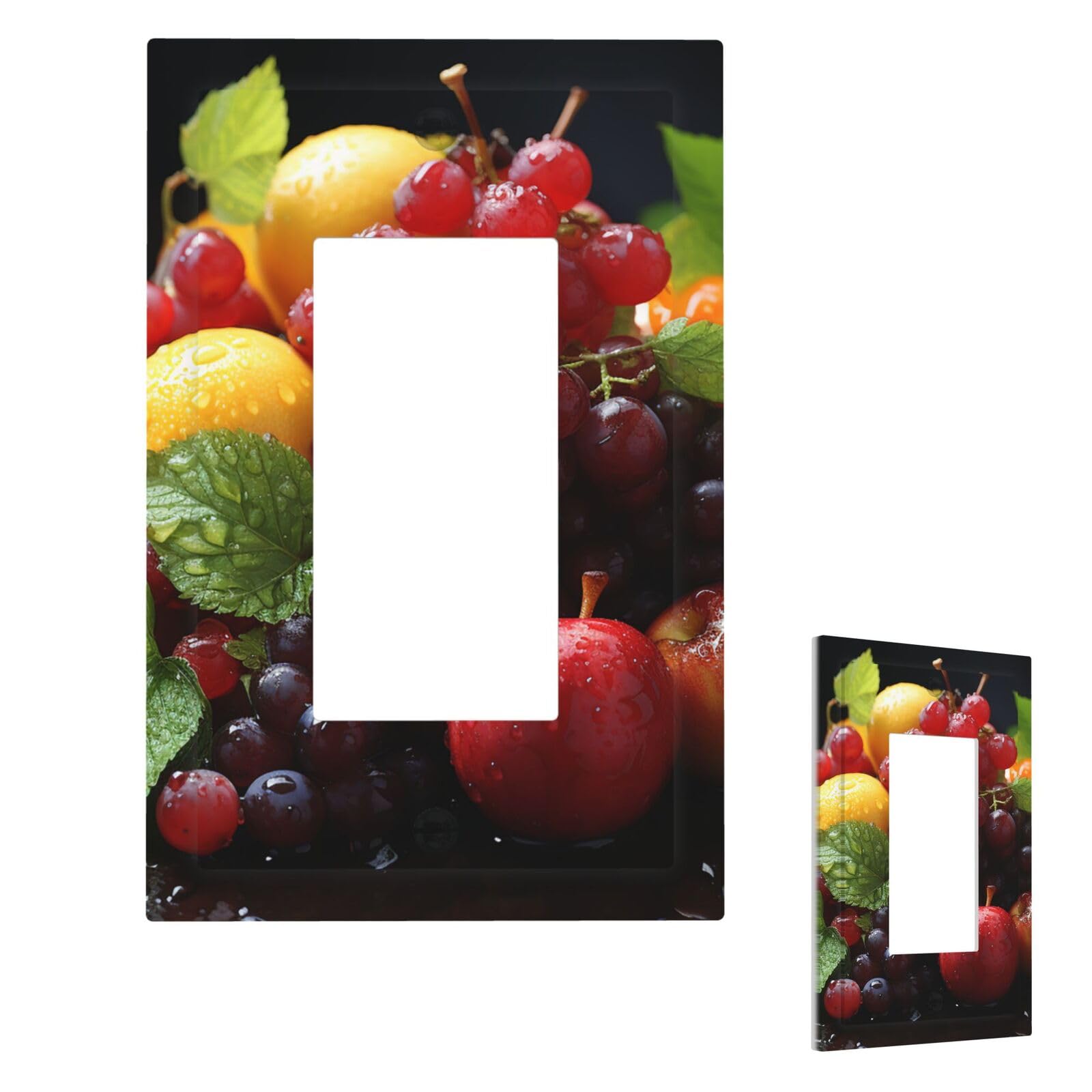 Fekiloot 1 Gang Fresh Fruits Wall Plate Cover Modern Decorative Light Switch Cover Unbreakable Receptacle Outlet Covers For Living Room Bedroom Home Decor