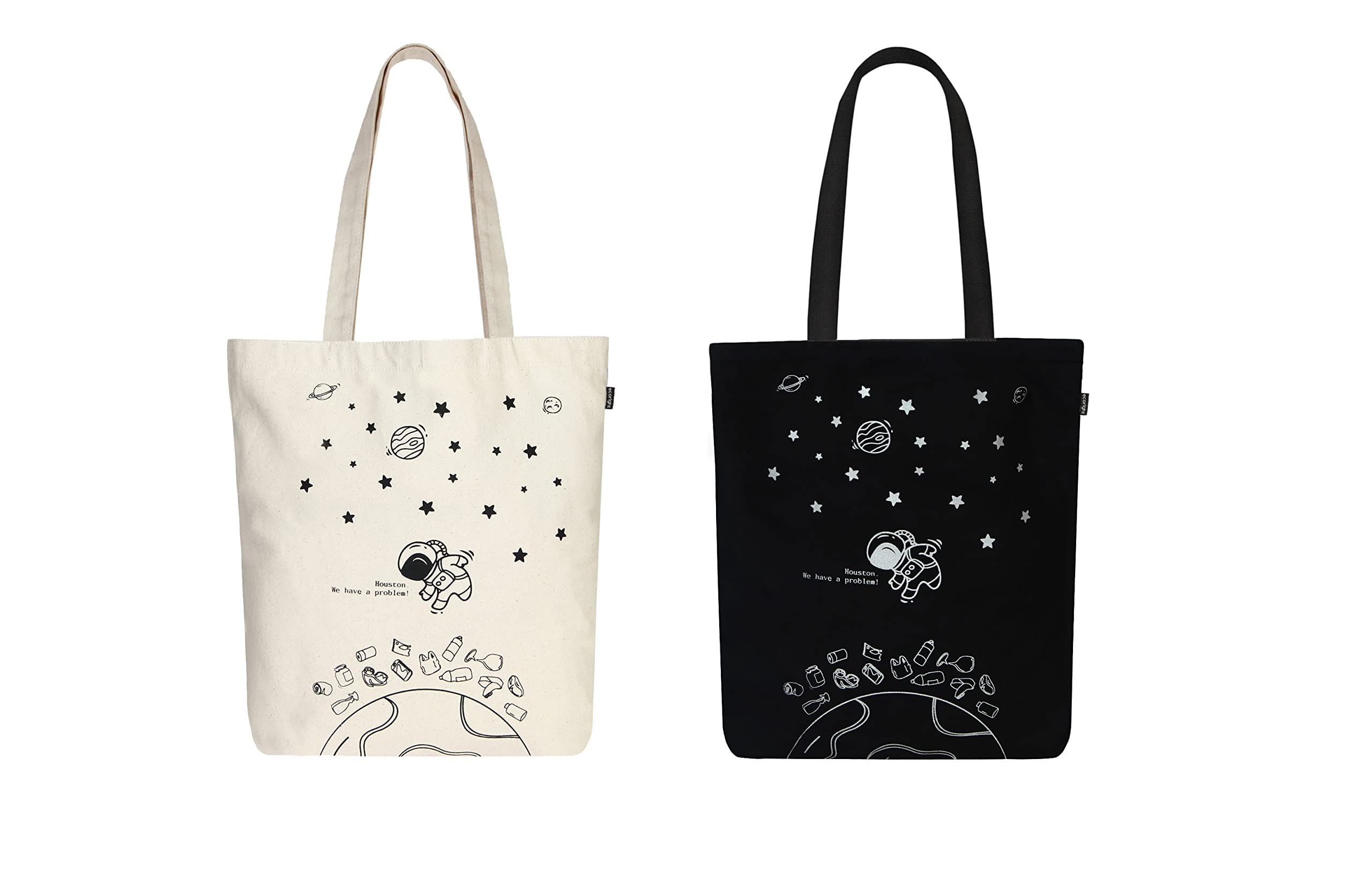 Eco Right Aesthetic Canvas Tote Bags for Women, Reusable Tote Bag with Zip, Ideal for Grocery, Shopping, Travel, School