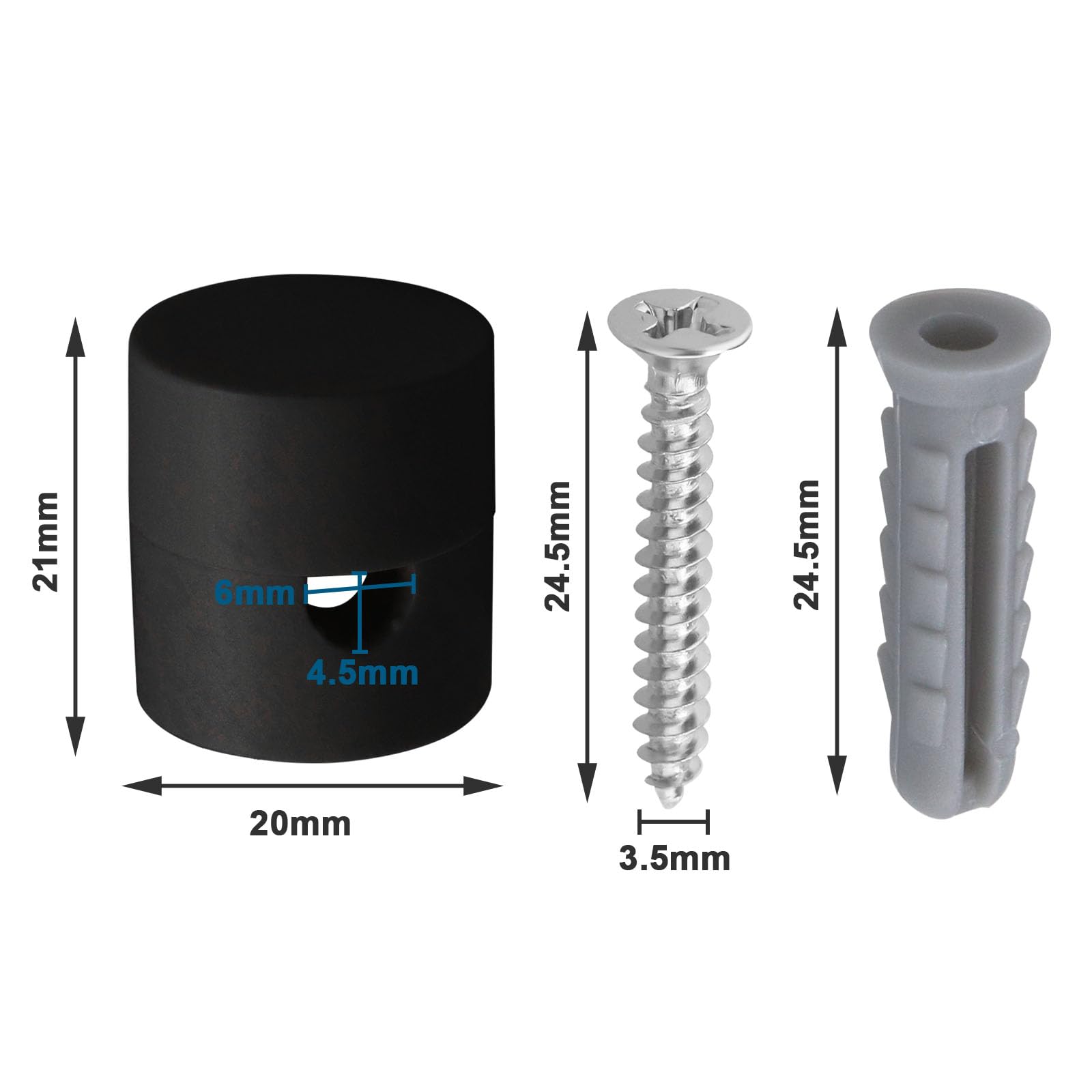 SG Store 5Pcs Ceiling Decentralizers Cable Holder Ceiling Mounts for Lamps DIY Textile Cable with 5pcs Screws and 5pcs Dowels, Black - Image 4