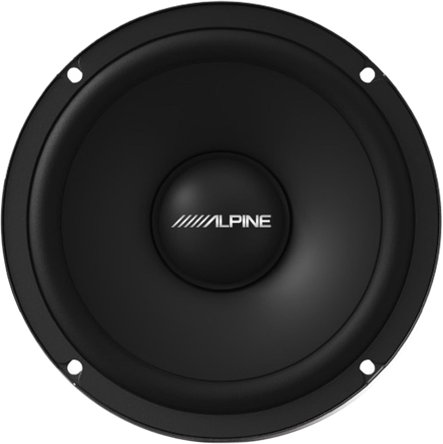ด้านหน้า view of an Alpine EL-E65C 6.5-inch woofer, showing the speaker cone and mounting holes.