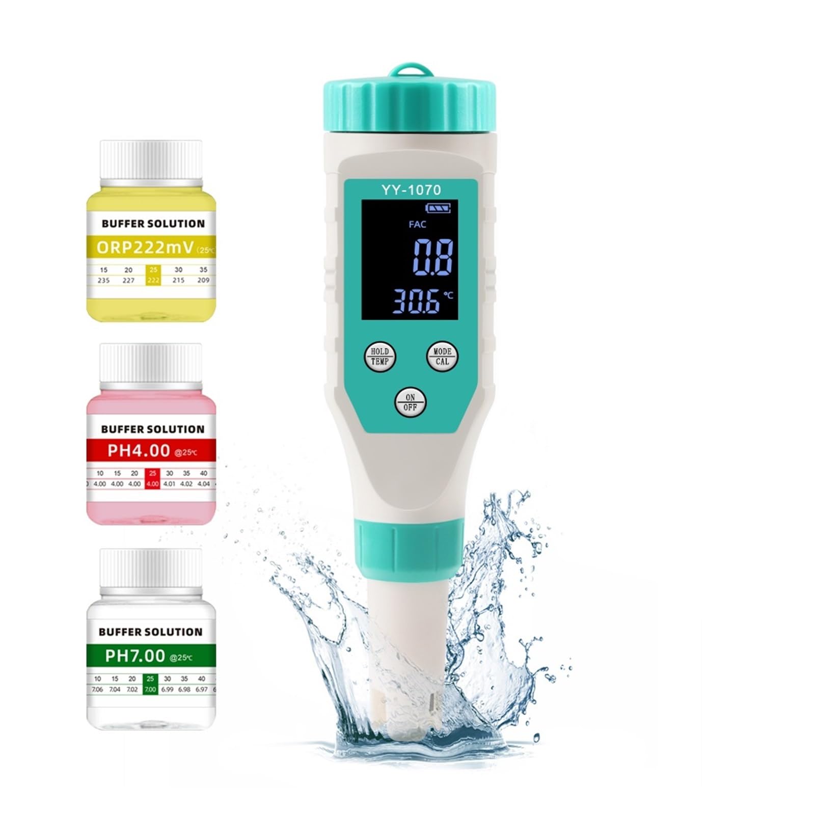 Medidor de pH Monitor Digital de PH/Cloro/ORP/EC/TDS/salinidad/Temp/FAC, Calidad del Agua Piscina, probador PH for, Acuario, SPA hidropónico
