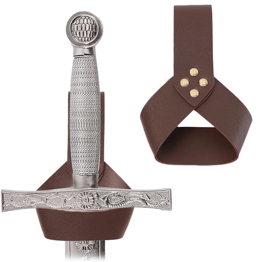 Soporte para cinturón de espada ancha de cuero retro para Halloween