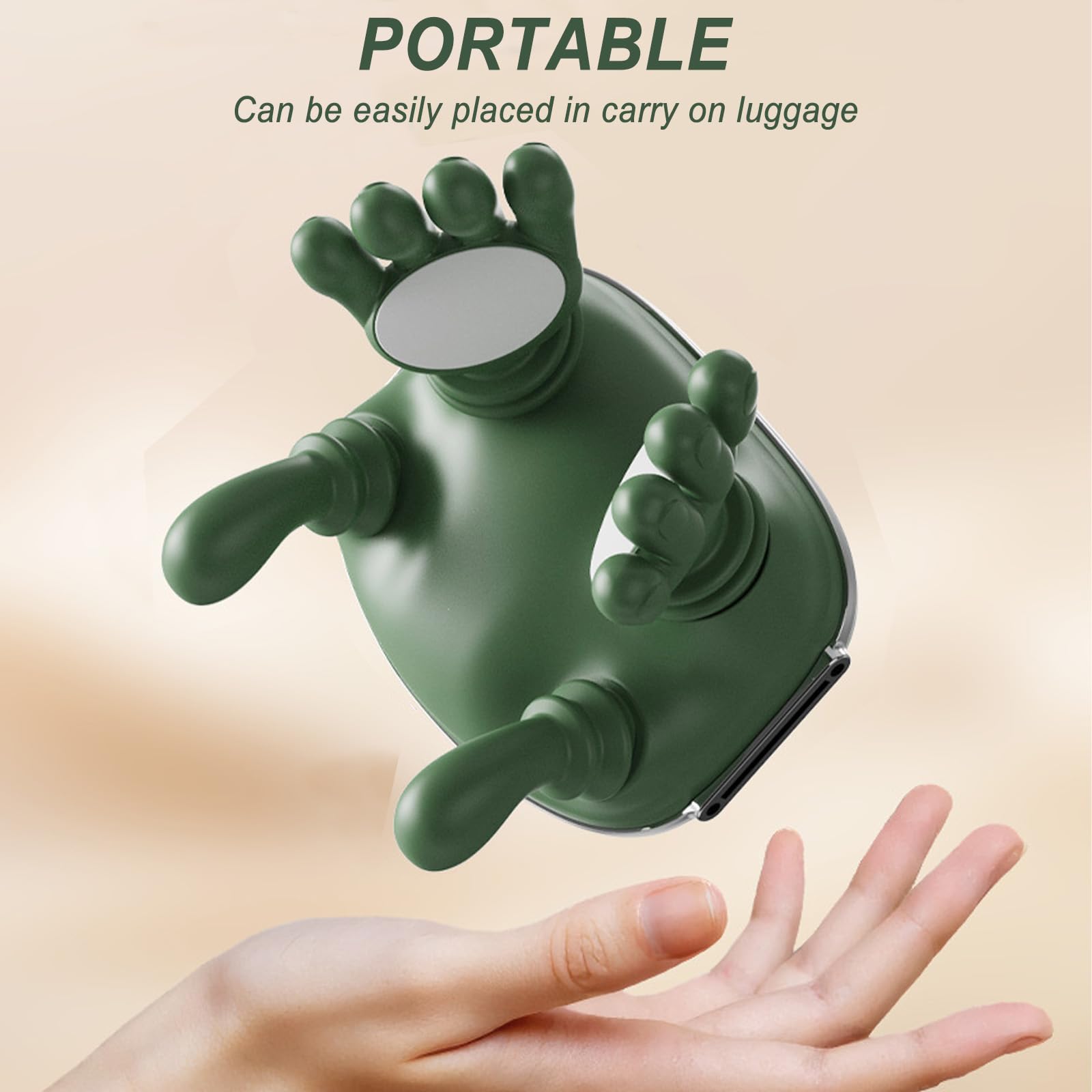 Masajeador de Cuello 4D Inalambrico, Masajeador Cervical y Espalda con Calor, Masajeador Cuello Eléctrico a Mano Biónica con 3 Niveles de Intensidad, para Relajar Músculos, Verde