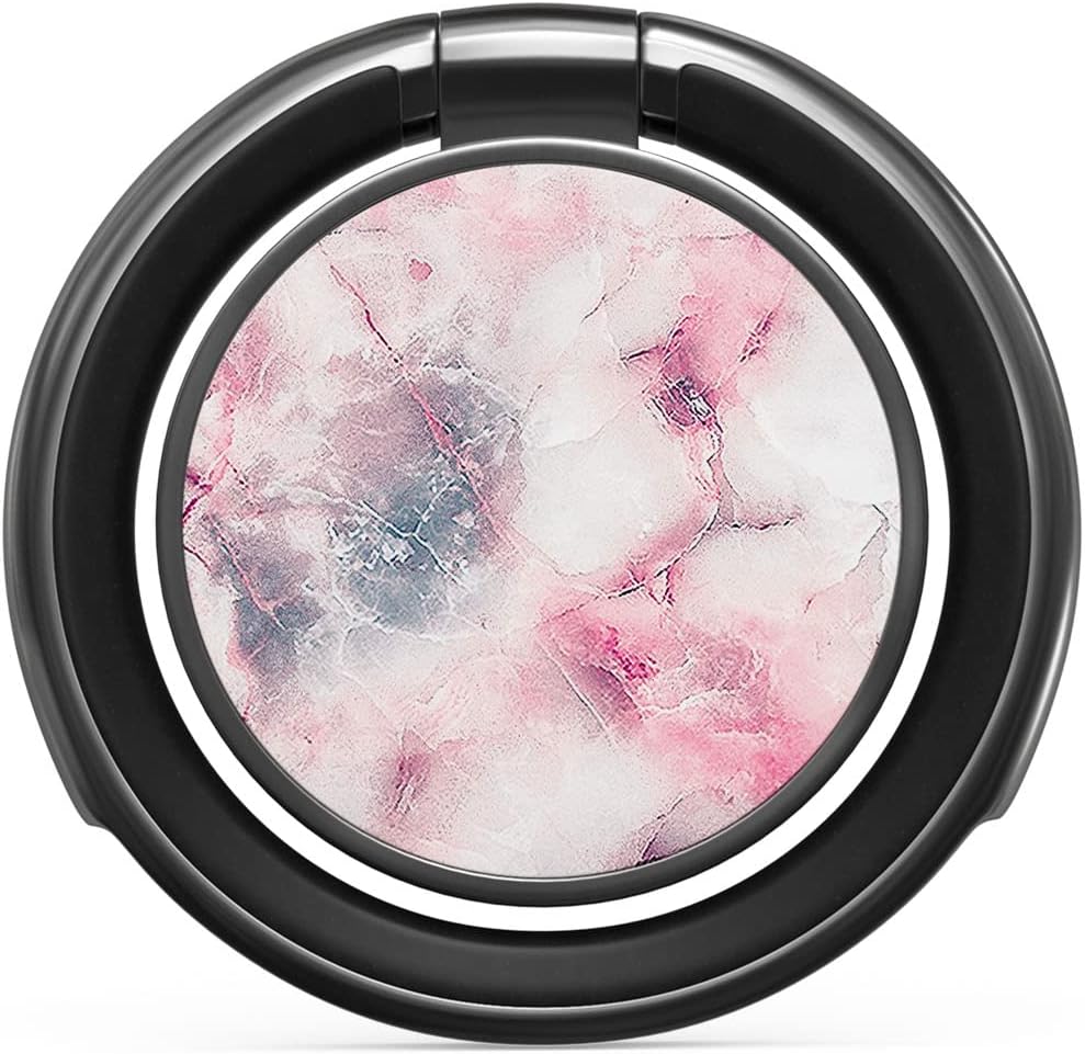 BURGA Stylish Metal Cell Phone Ring Stand Holder, Finger Grip Kickstand 360 Degree Rotation, Pink Candy Marble, Universal Compatible with iPhone iPad Samsung Galaxy Huawei Google Pixel