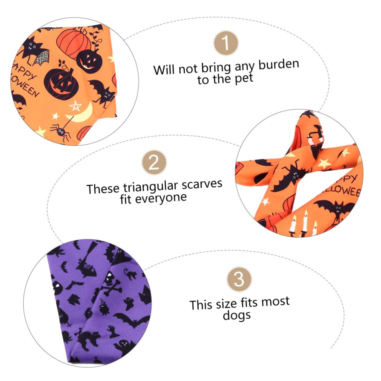 BESTonZON 6 Pièces Set de Bandanas pour Chien Respirant Écharpes Triangle Halloween avec Motifs Citrouille et Crâne Accessoires Cosplay pour Chiens Confortables et Faciles à Porter pour et