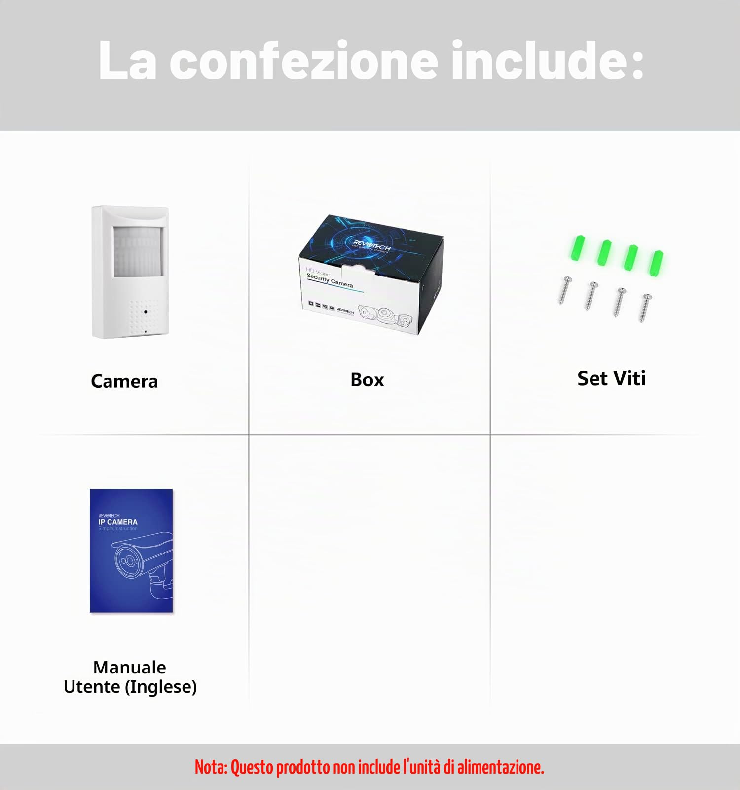 Revotech Telecamera IP PoE 3MP PIR Pinhole, Telecamera di sicurezza interna PoE con audio, 940nm IR invisibile visione notturna, P2P visione remota, obiettivo da 3,7mm (80° FOV) (IPIR-P-A-FHW)