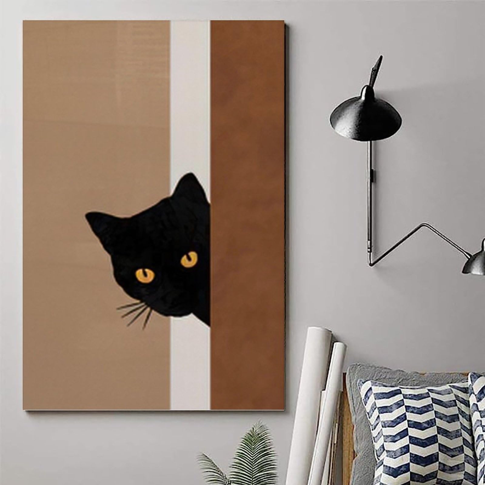 Tableau Toile Chat Angora Art Moderne - Décoration Murale Salon Chambre - Impression Numérique 3D Couleurs Vives - Plusieurs Tailles (20x30cm, 30x45cm...) - Avec Ou Sans Cadre