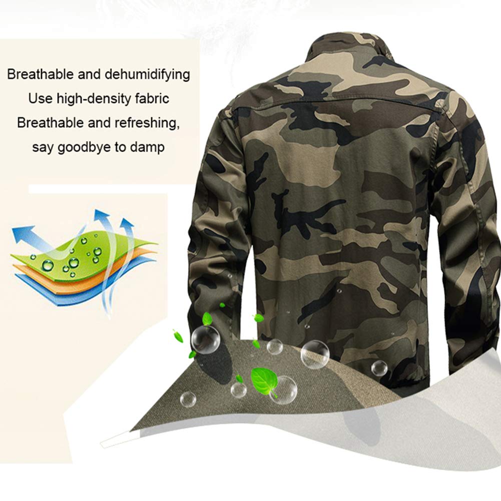 Camice da Lavoro, Giacca da Saldatore, Cotone Camuffare Molteplici Tasche Adatto per Fabbriche, Logistica, Edilizia, Saldatori, Riparazioni Auto, ECC.,L