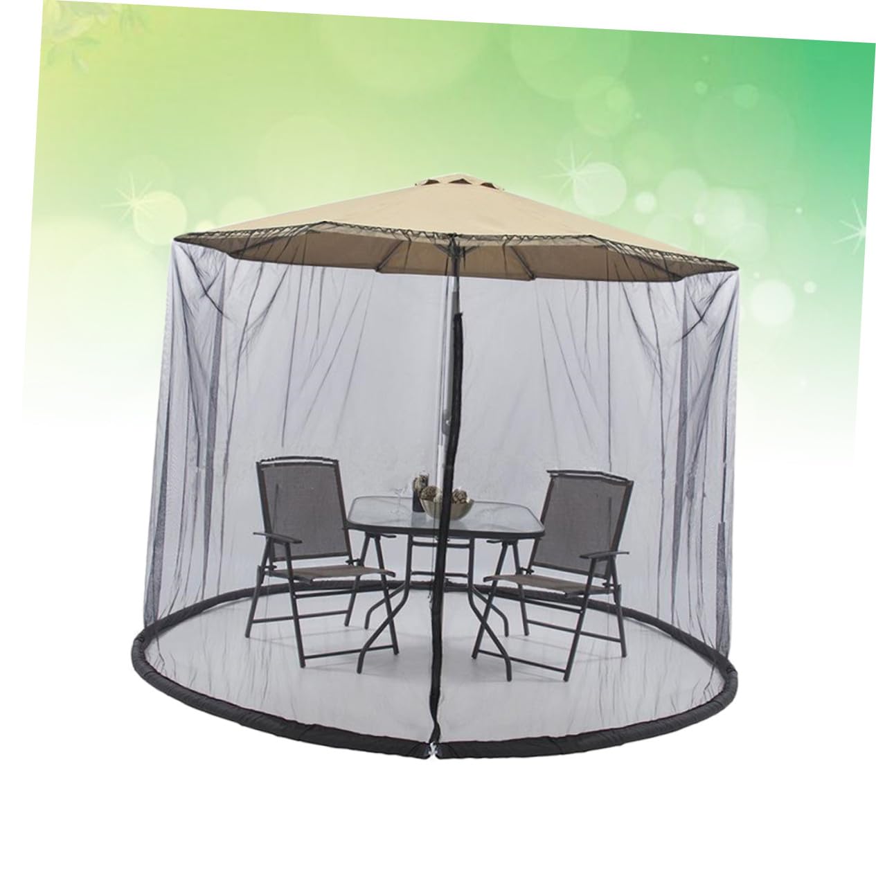 Cubierta para Sombrilla de Patio con Mosquitera Cremallera Protección Solar Cubierta Plegable para Jardín Exterior Negra
