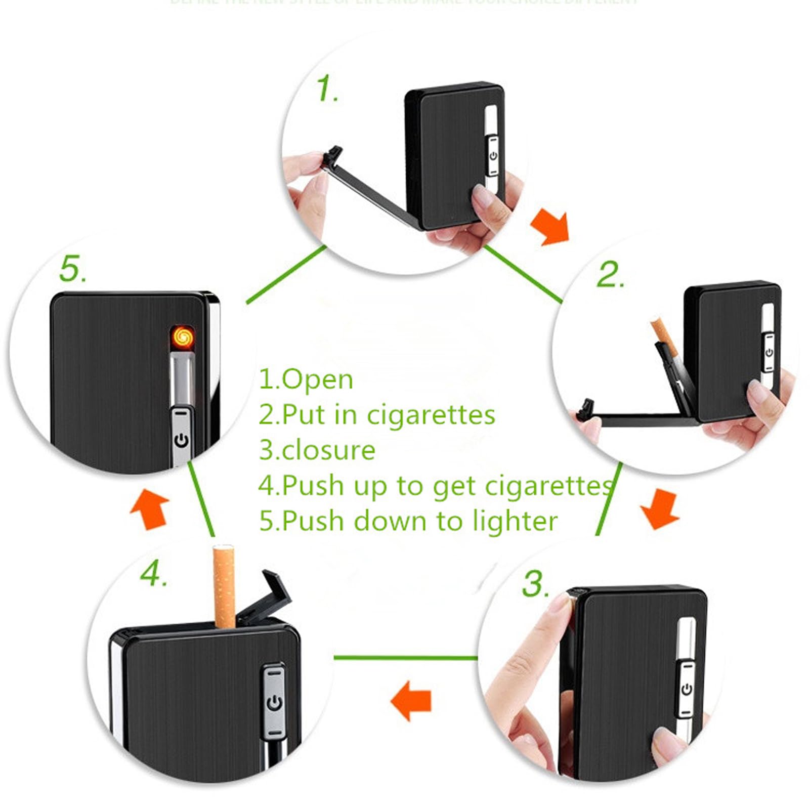 ejection cigarette case Amazon.com: OLDENDO Cigarette Case with Lighter, Automatic Ejection Box  Holder for 10 Regular Size Cigarettes, Built in Electric Lighters USB  Rechargeable (Black) : Health & Household