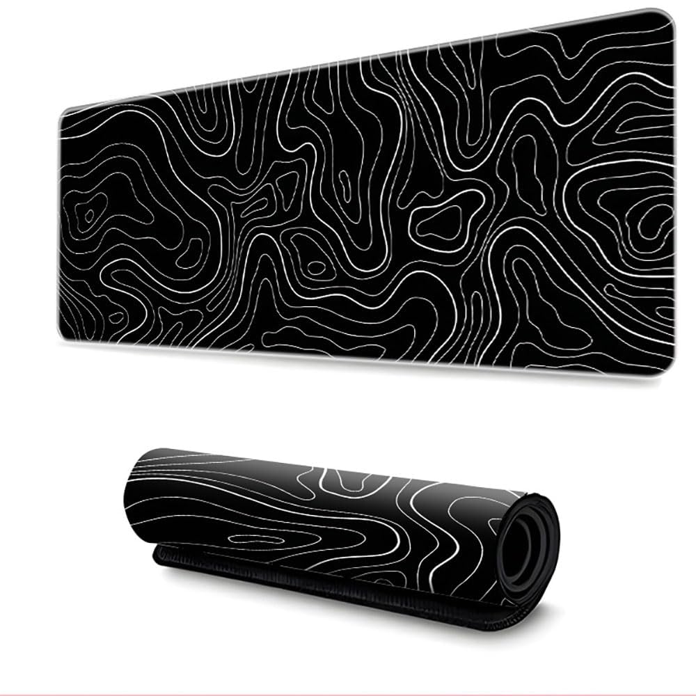 Large Gaming Mouse Pad Washable Desk Mat with HD Printing Anti Slip Base for Keyboard Computer Laptop Office Home Work (Black 3, 300x700mm)