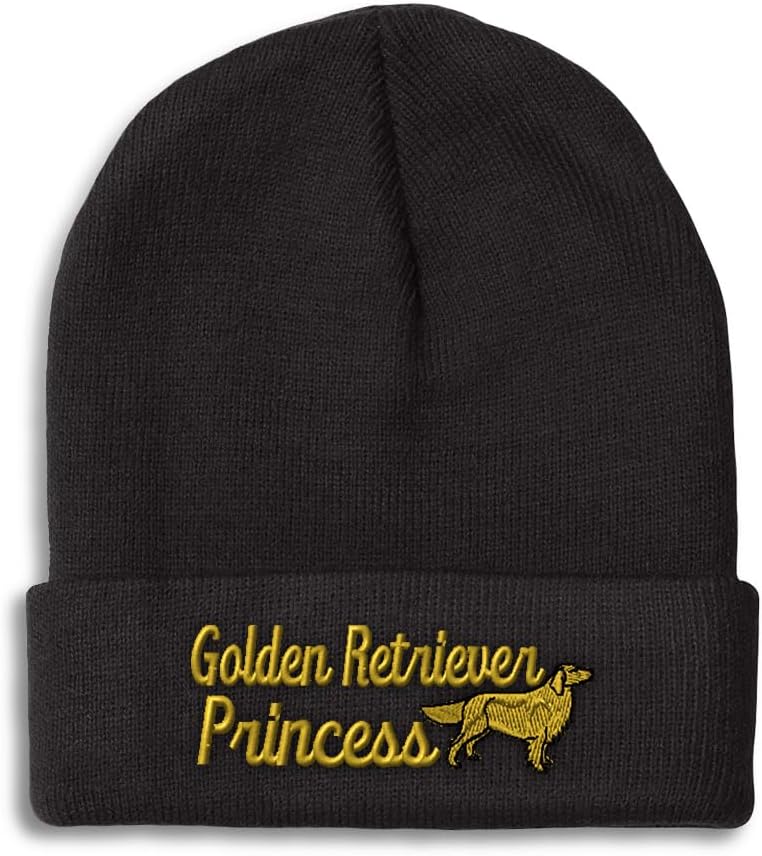 Beanies for Men Golden Retriever Dog Princess Skull Cap Winter Hats Women Acrylic One Size