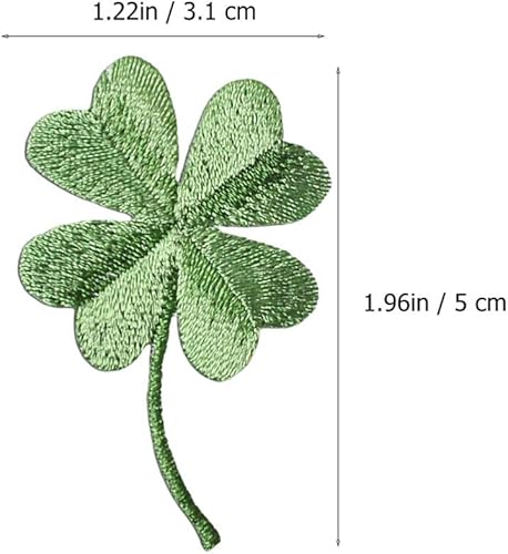 Miniatura 2 de EXCEART Tréboles - Apliques bordados de tréboles de cuatro hojas, parches para planchar, tréboles verdes, apliques de tréboles irlandeses para