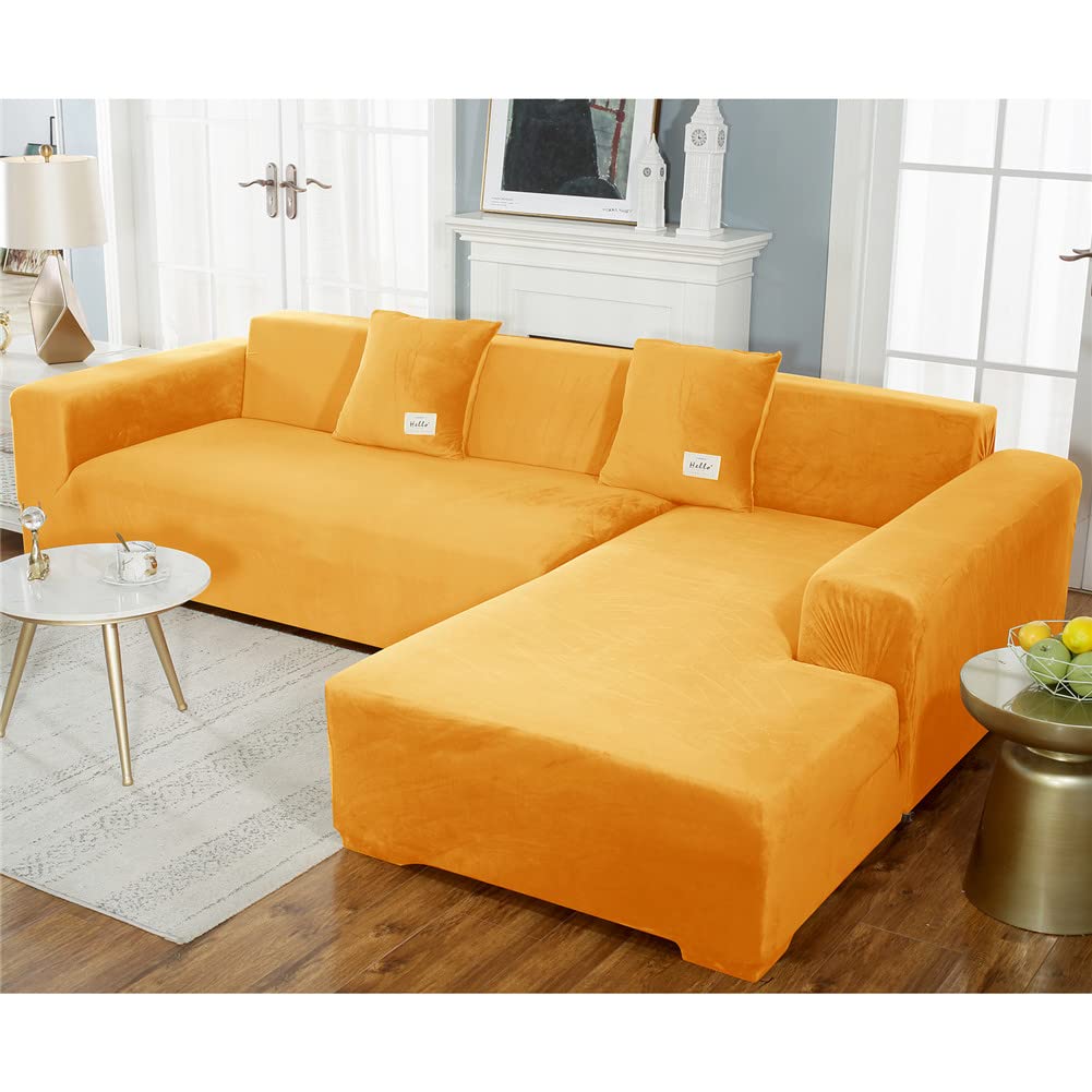 Housse de canapé extensible en velours pour embellir votre salon 4 places