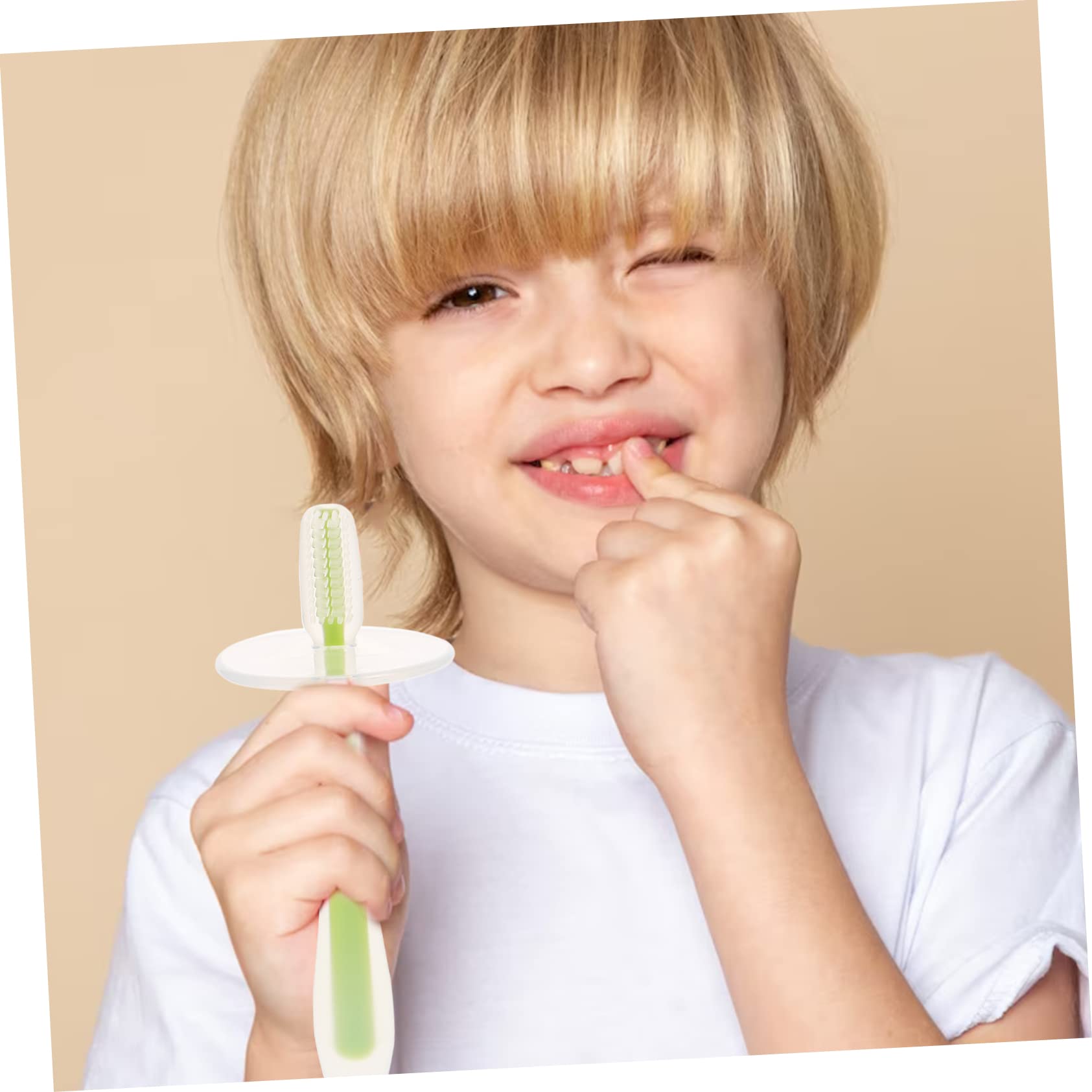 4 Set Spazzolino Da Denti Per A Forma Di Infantile Formazione Silicio Spazzolino Da Denti Dente Che Fa I Primi Passi Ragazzo Primo Gel Di Silice 4 Pezzi*4