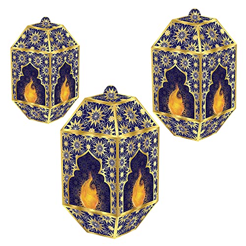 Elegant Blue & Gold Ramadan Paper Lanterns - 8