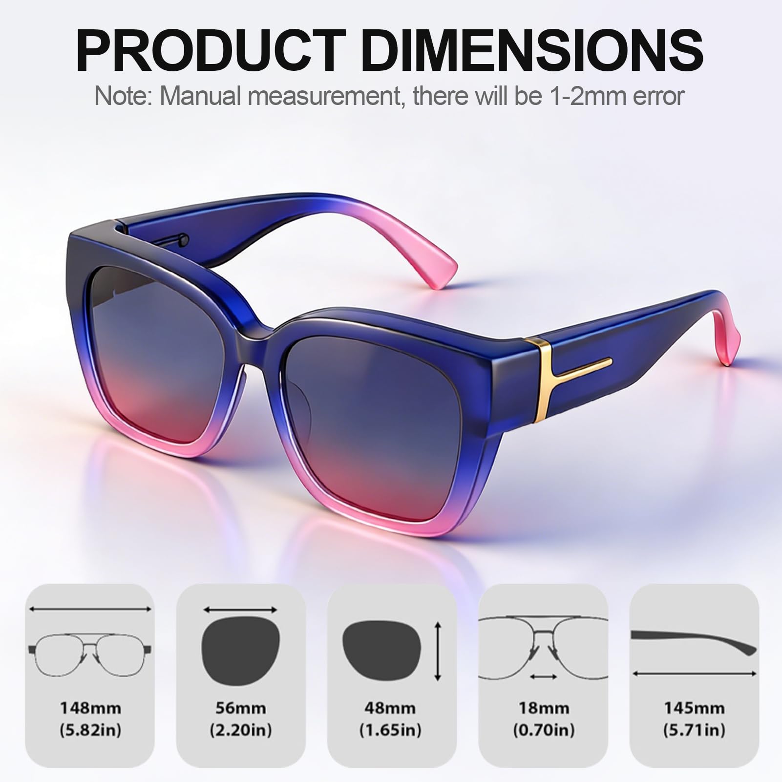 JATEBI 3er-Pack übergroße Brille Sonnenbrille für Frauen Männer polarisierte Passform über Sonnenbrillen UV400 Schutz