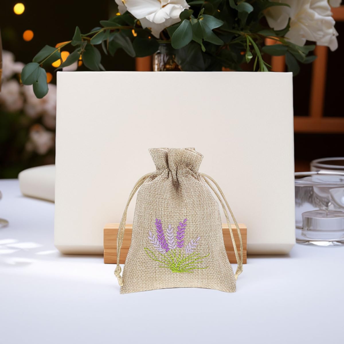 HANABASS 22 Sacchetti in Tela di Juta Chiusura a Coulisse, Sacchetti Profumati alla Lavanda per Gioielli e Piccoli Oggetti, Design Elegante per Casa e Regali