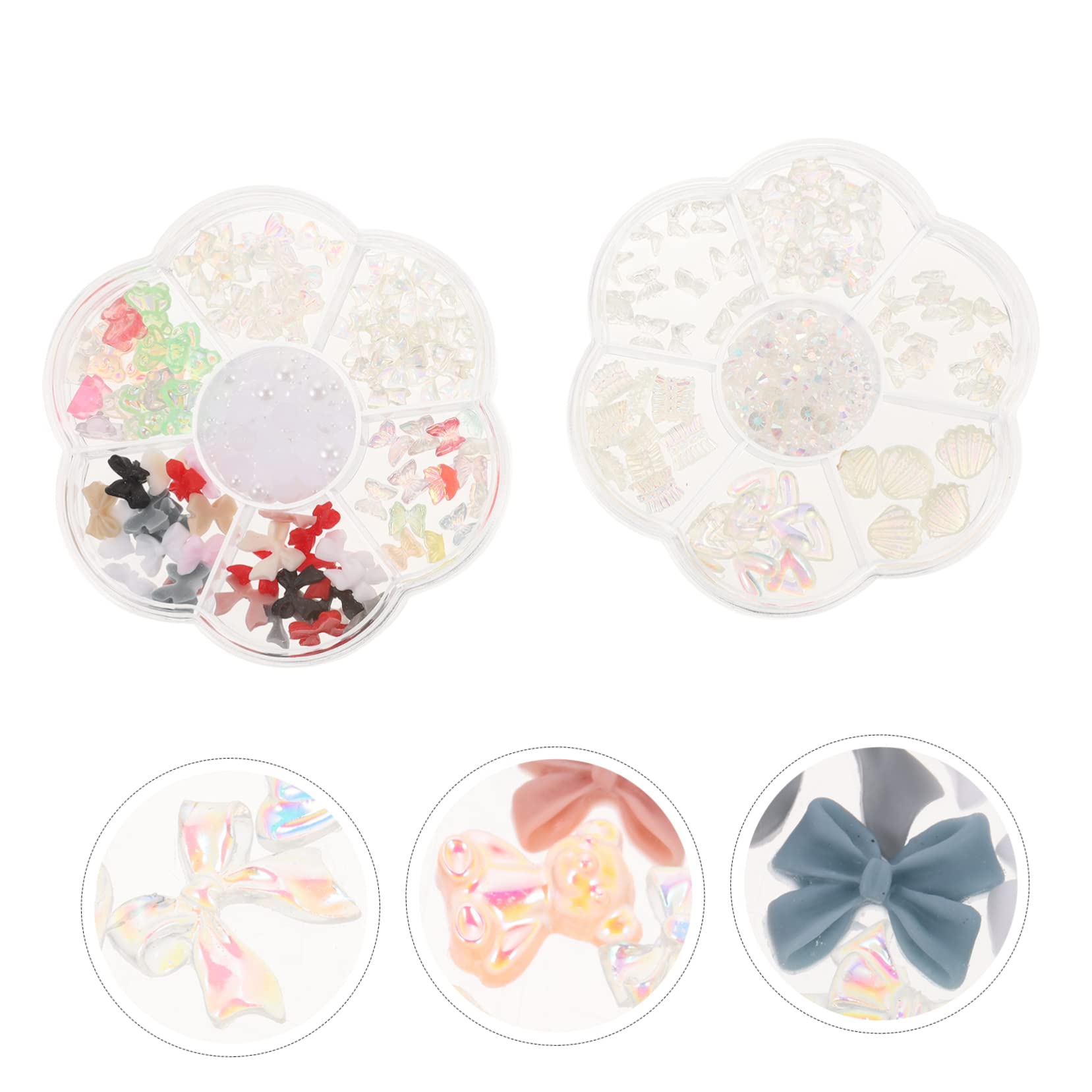 Healeved Charms De Manucure Forme De Nœud Et Décorations Pour Avec Perles De Boîtes De Charms Remplaçables Pour Nail Art