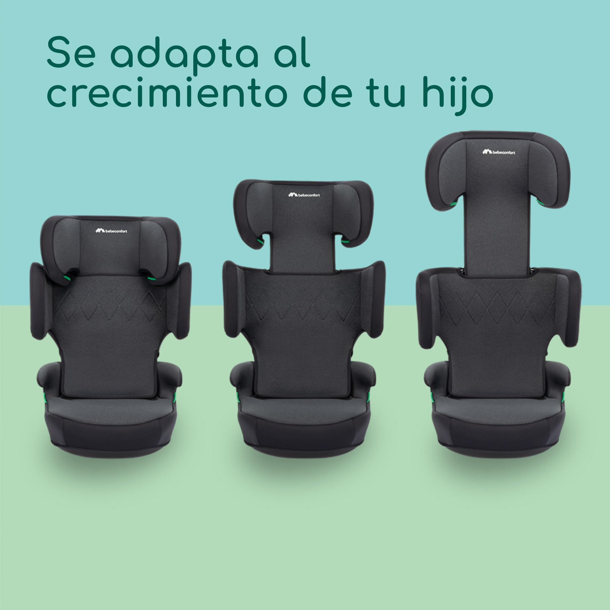 Bebeconfort RoadSafe i-Size, Silla de Coche, 3,5-12 años (100-150 cm), Alzador Coche Niño, Plegado & Ligero (3 kg), Instalación Cinturón Seguridad, 14 Posiciones Reposacabezas, Tinted Black