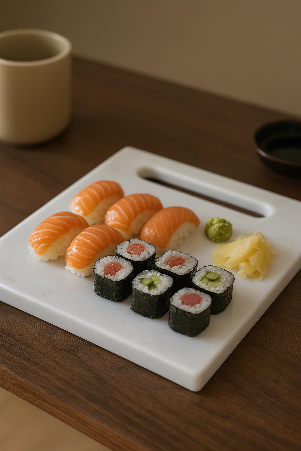 Quadratisches Schneidebrett aus weißem Marmor 30x30 cm – Elegante Arbeitsplatte für Küche, Sushi, Käse & Aufschnitt | Design-Servierplatte Made in Italy – Kalu Creations