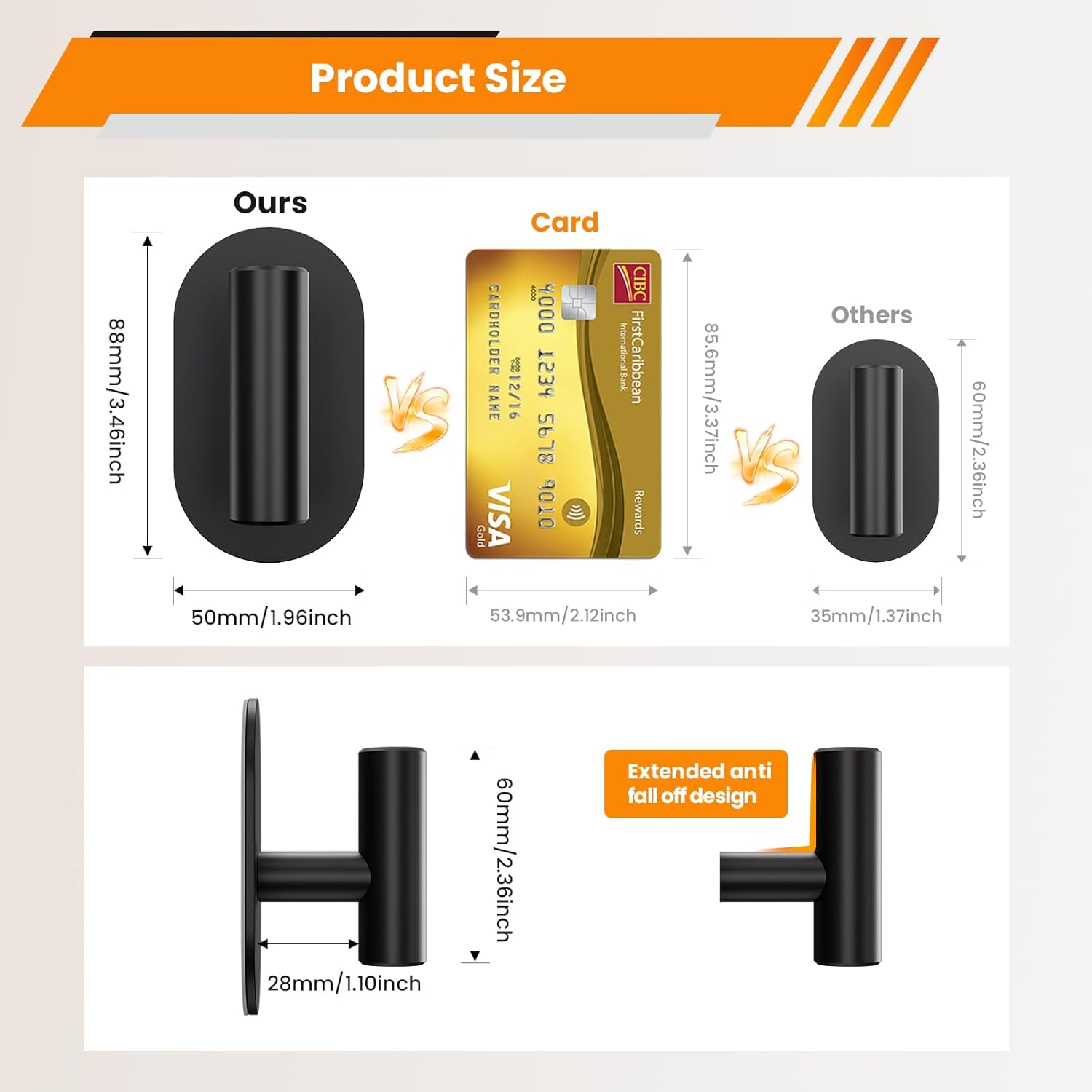 Aikzik Black Adhesive Hooks Heavy Duty, Wall Hooks for Shower, Bathroom, Towel, Coat, Robe, Stainless Steel Hooks for Hanging, Waterproof & Rustproof Sticky Hooks for Walls No Damage- 4 Pack