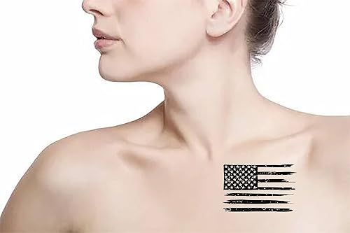 Miniatura 3 de Usa Seis hojas de tatuajes temporales para hombres y mujeres, bandera estadounidense desgastada, símbolo patriótico grunge de Estados Unidos,