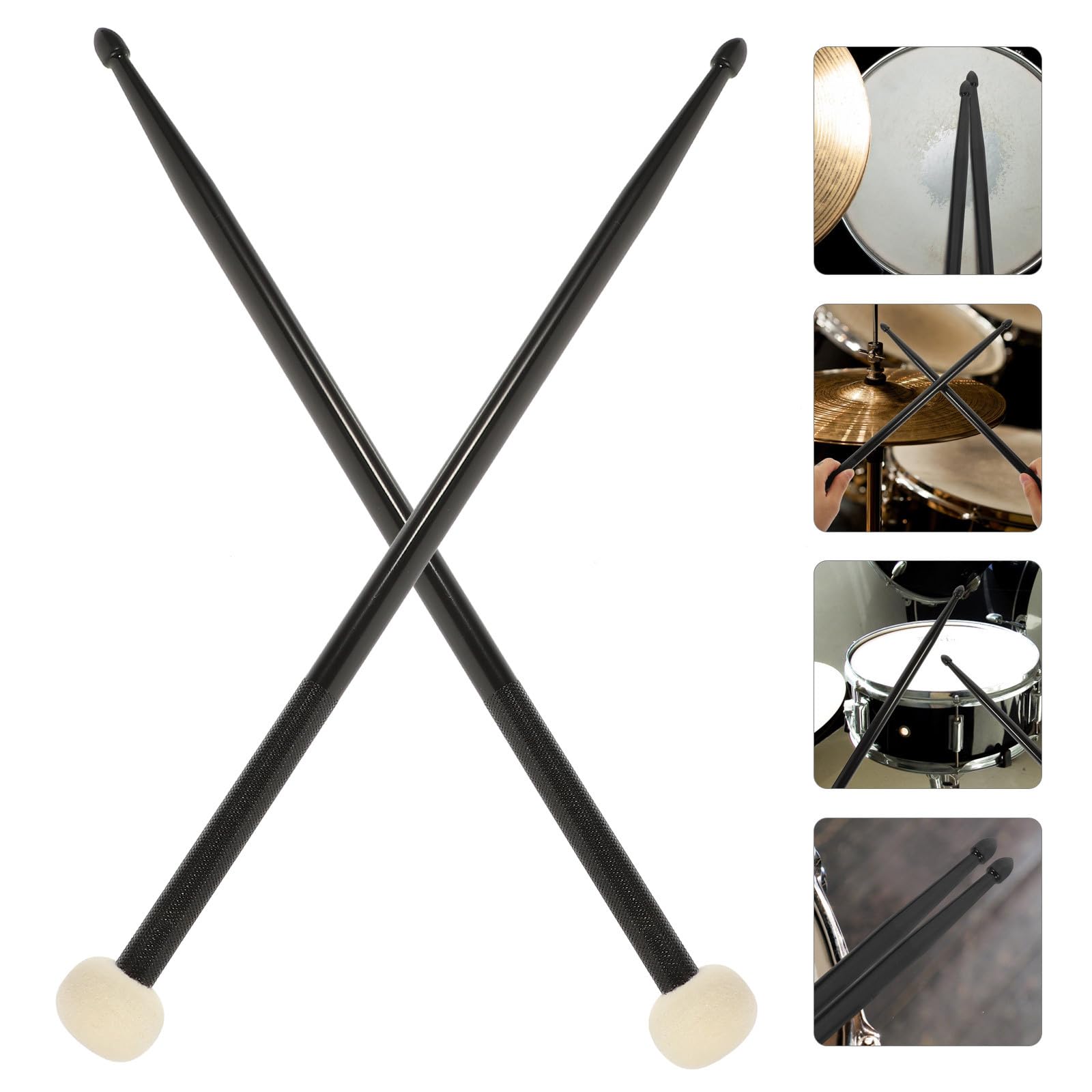 Baquetas de Percusión de Doble Cabeza para Estudiantes, Material de Fieltro y Nylon, Par Cómodo y Práctico para Batería y Tambores