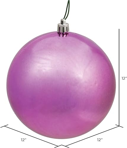 Vista 126 de Vickerman Adorno de bola de caramelo rojo de 12 pulgadas, inastillable y resistente a los rayos UV, confiable y listo para colgar, adornos rojos