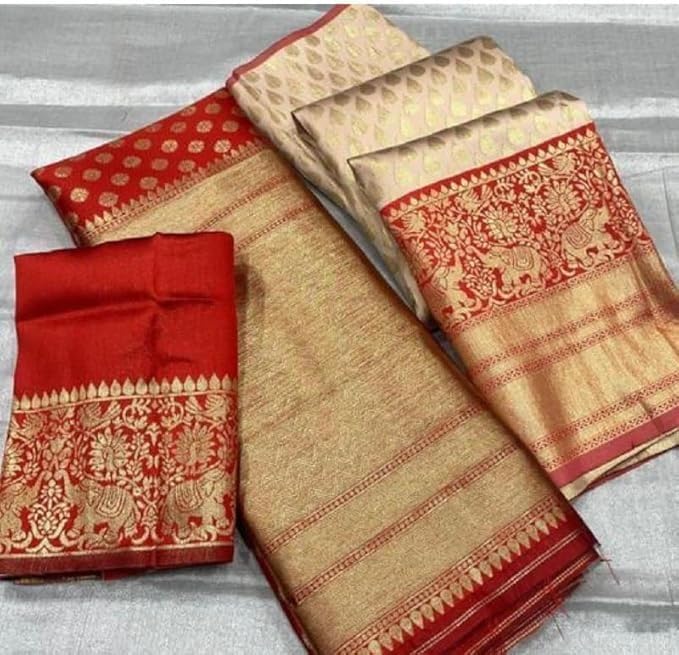 Image of ZITON ARICO MART Women's Indian Traditional Kanjivaram Silk Pure Weaving Lehenga Choli Along With Dupatta And Blouse Piece, Half Saree (Unstitched)