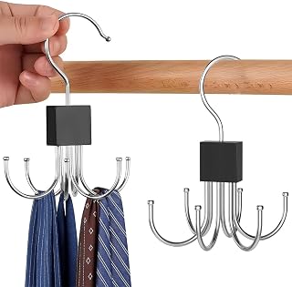 2pcs Belt Organiser for Wardrobe, 360 Degree Rotatable Multipurpose Hanger Organizer with 6 Hooks, Stainless Steel Wardrob... Price In India