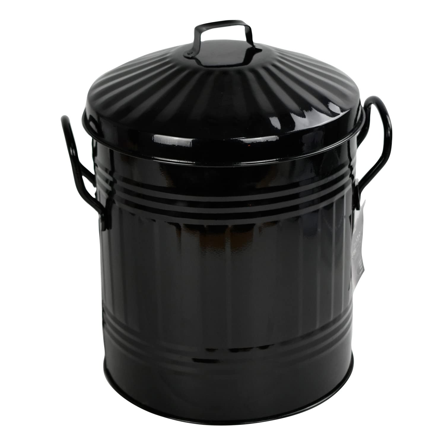 Sterling Ventures Classic Metal Traditional Mini Powder Coated Trash Can 13L (Black)