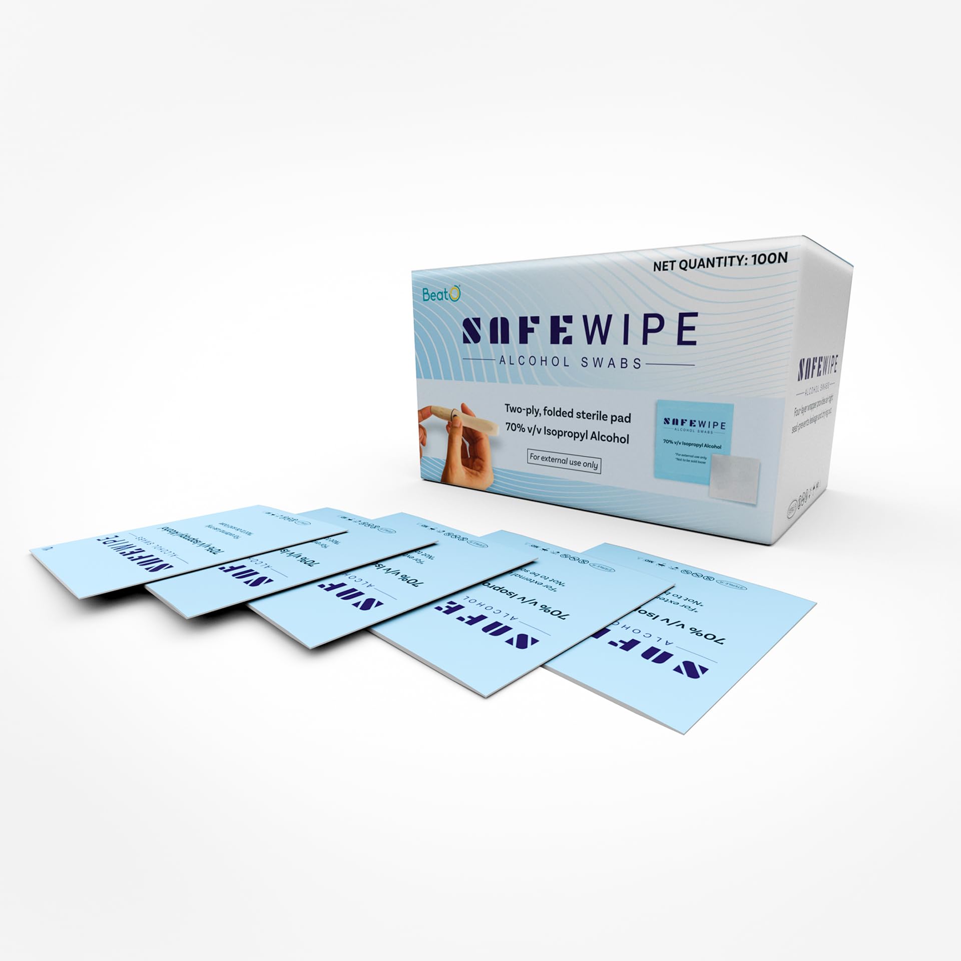 BeatO Safewipe Alcohol Swabs | Eliminate Harmful Bacteria, Viruses & Germs | Alcohol Swabs for Injection | Medical Use, Pre-Injection Skin Cleansing & First Aid | Pack of 100 3
