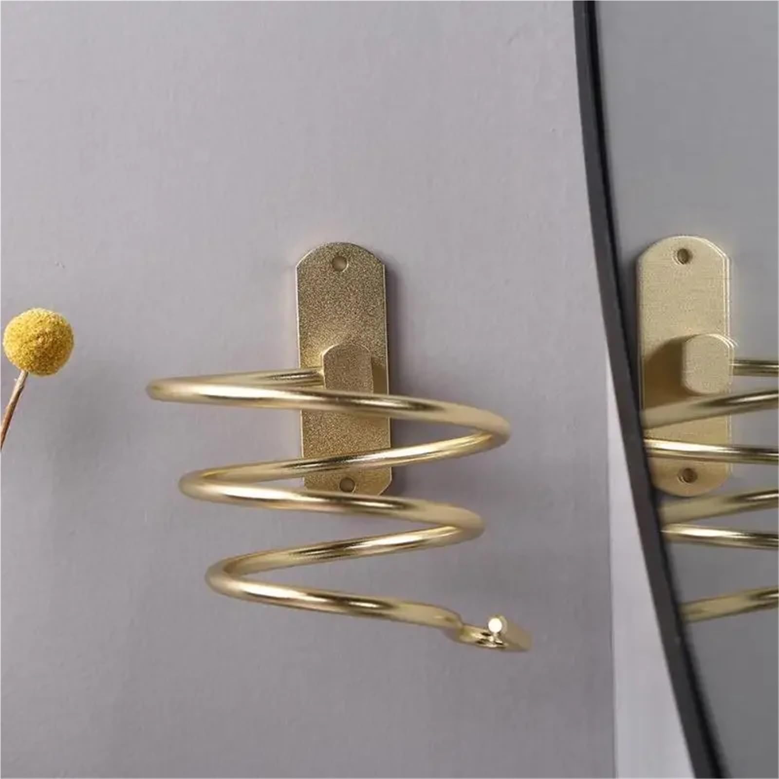 Soporte de secador Pelo montado en la Pared, Estante Aluminio for Espacio baño, Organizador Almacenamiento, Soporte for, estantes, 2 uds para secadores de Pelo(Black)
