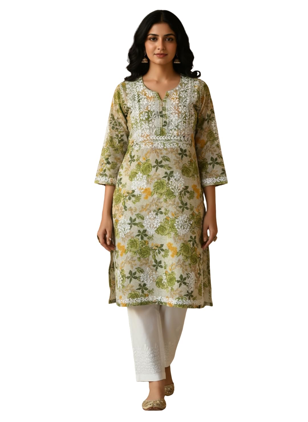 Noorza Women’s Lucknowi Chikankari Mulmul Cotton Kurti | Hand-Embroidered Ethnic Kurta Top for Festive, Office & Casual Wear-image-22