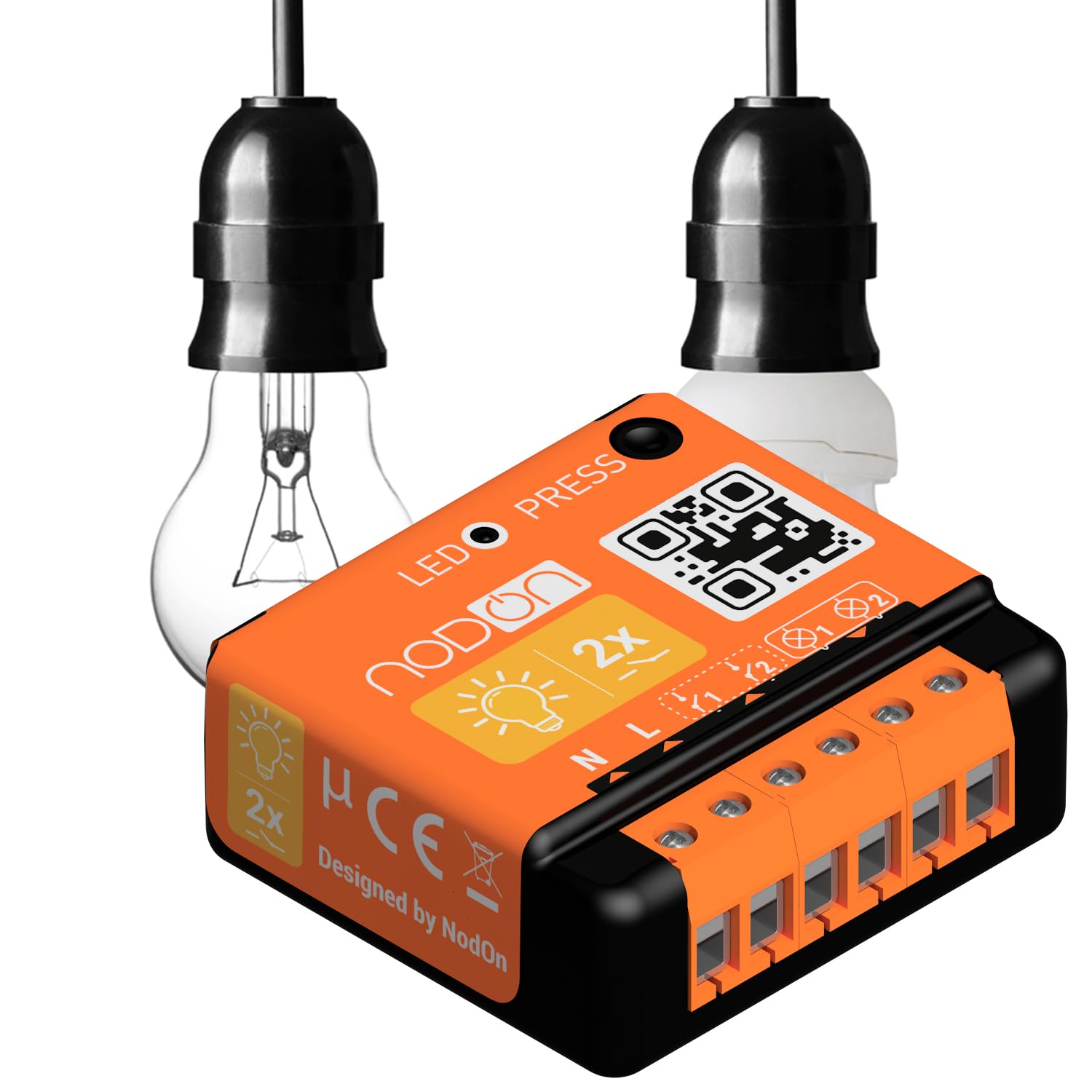 NodOn - EnOcean - Module Interrupteur sans Fil Éclairage on/Off pour Maison Connectée - 2 Canaux, 2x5A - Va et Vient sans Fil et sans Travaux - Compatible Home Assistant Jeedom, eedomus, MyUbiwizz