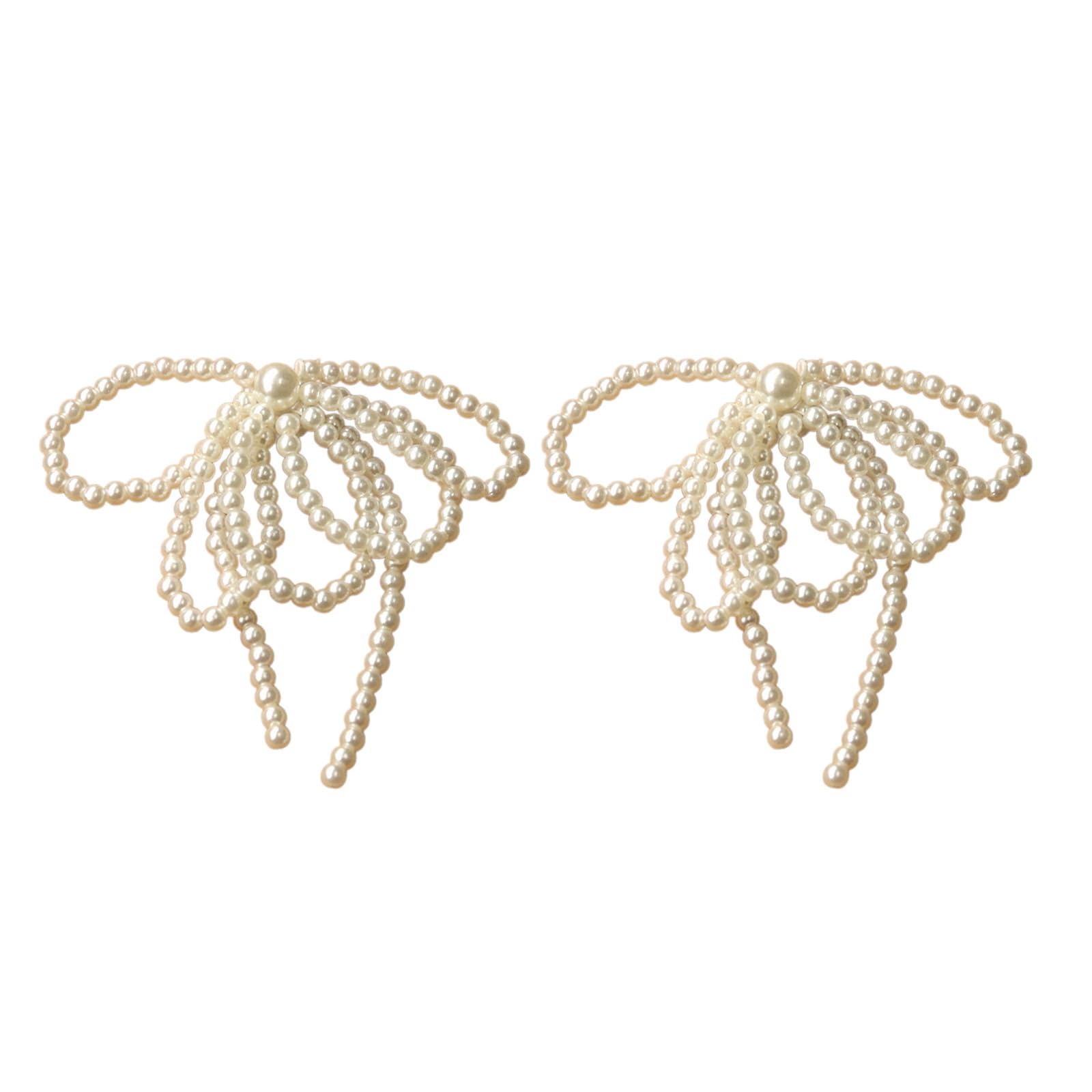 NEWFT 2pcs Elegant Pearl Bowknot Charm for Jewelry Making Shoe Buckle Keyring Ornament