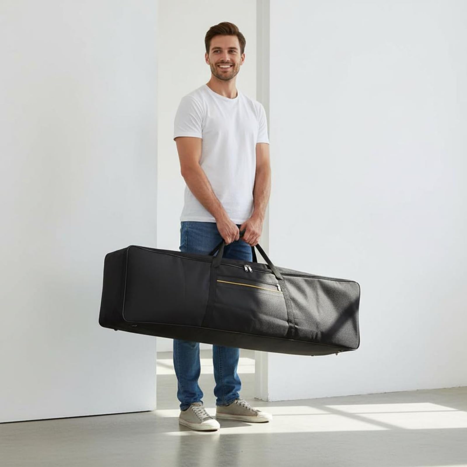 F Fityle Funda para Teclado Eléctrico de con Correa Ajustable y Asa Acolchado Espuma Material Oxford Adecuada para Uso Escolar Profesores Conciertos Viajes, Acolchado