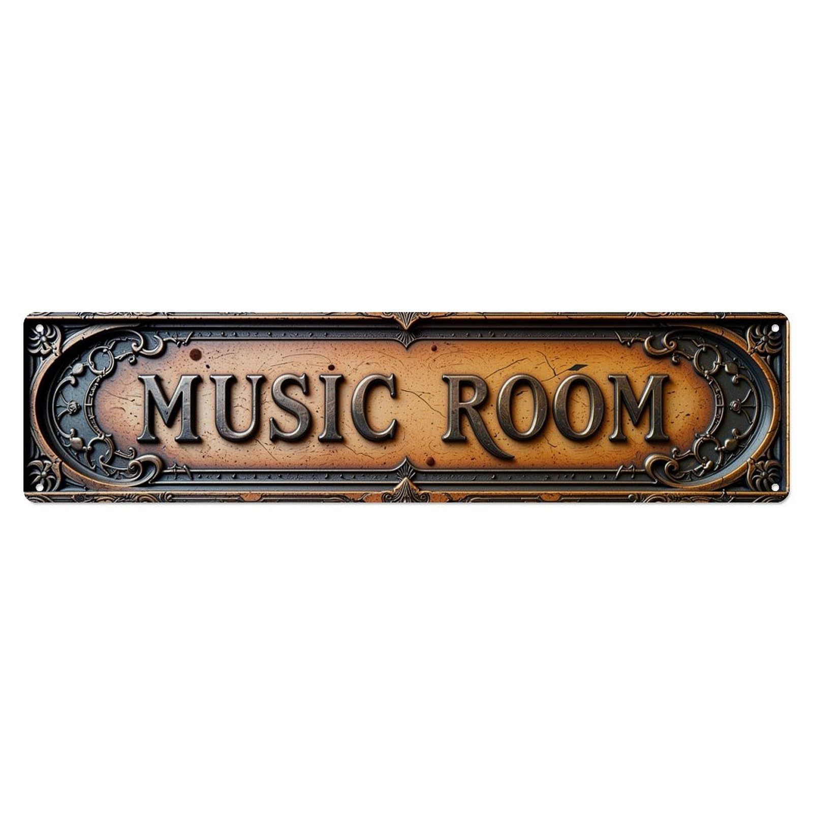 Jdyansheng Vintage Music Room Ornate Sign Tin Sign Metal Poster Metal Signs For Home Man Cave Bar Cafe Kitchen Laundry Room Wall Decorations 4X16 Inches