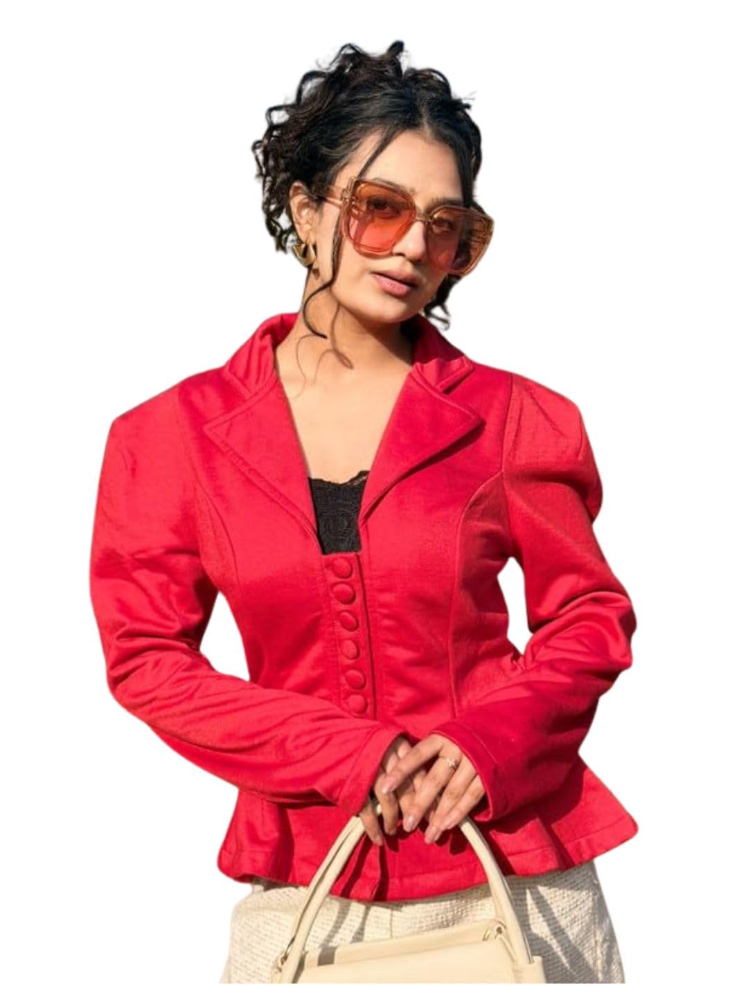 tandul Women's Fleece Solid Red Regular Fit Coat - Full Sleeve Regular Overcoat for Office, Casual, Festive & Party (12351)-picture-56